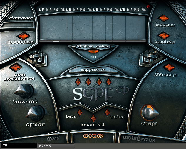 Vikings interface, motion page