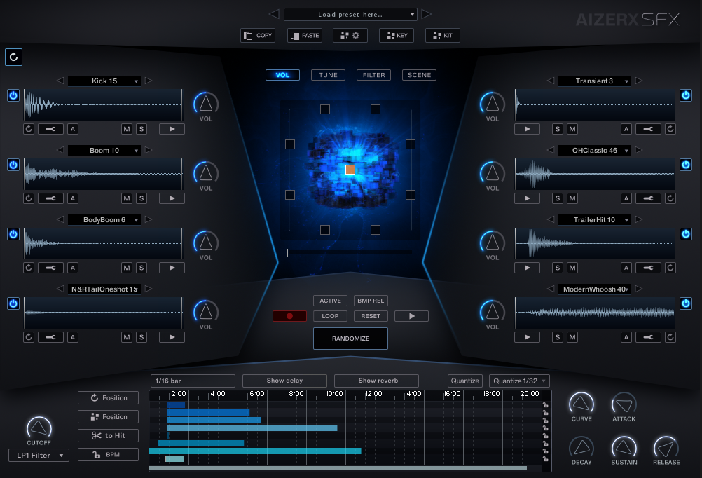 AizerX SFX Designer interface, page 1