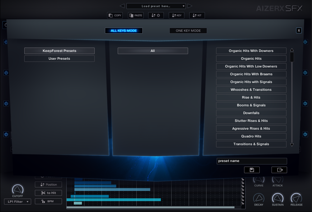 AizerX SFX Designer interface, page 2
