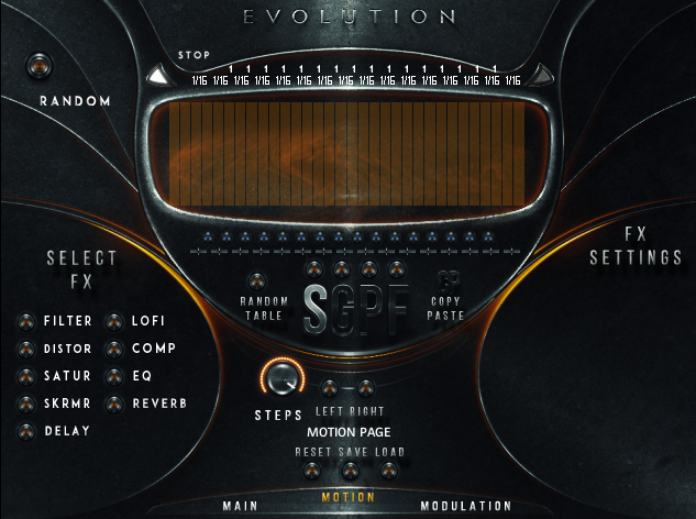 Atlantica interface, motion page