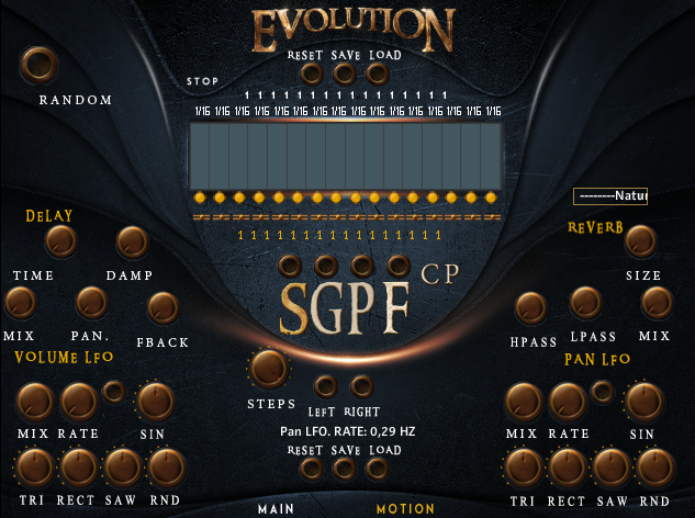 Evolution Dragon interface, motion page